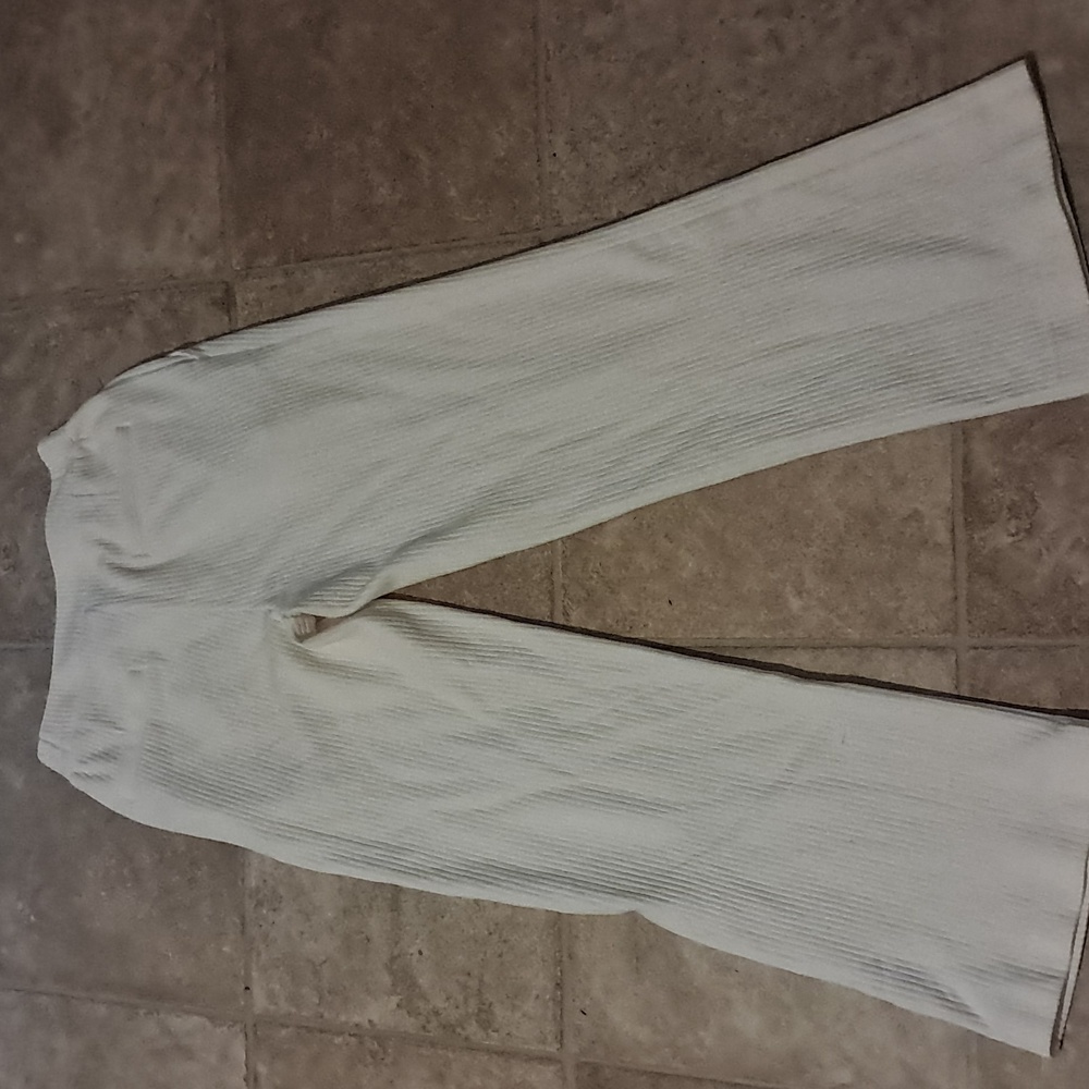 Varley Abedeen Ribbed Cream Straight Leg Cord Sweat Cotton Blend Pants Pockets - Picture 6 of 10